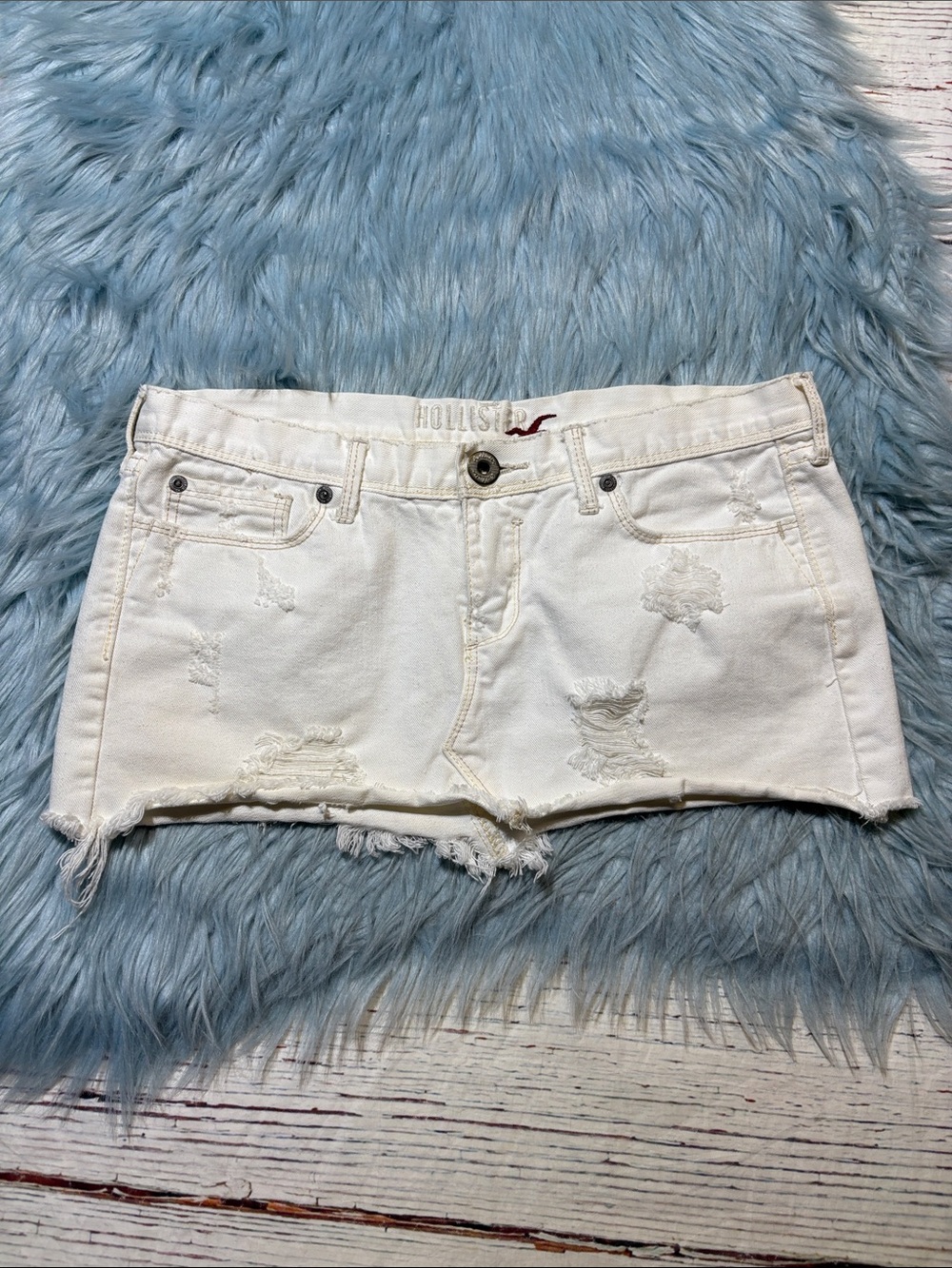 Vintage Y2K Hollister White Distressed Mini Skirt sz 1